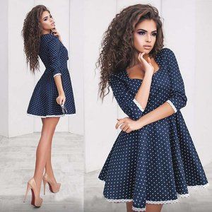 Navy dress with white polka dots-size XL